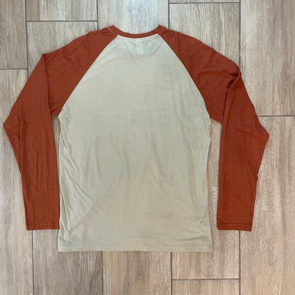 Harley-Davidson Raglan Long Sleeve Graphic Tee Size L Orange Beige Museum - Picture 2 of 9
